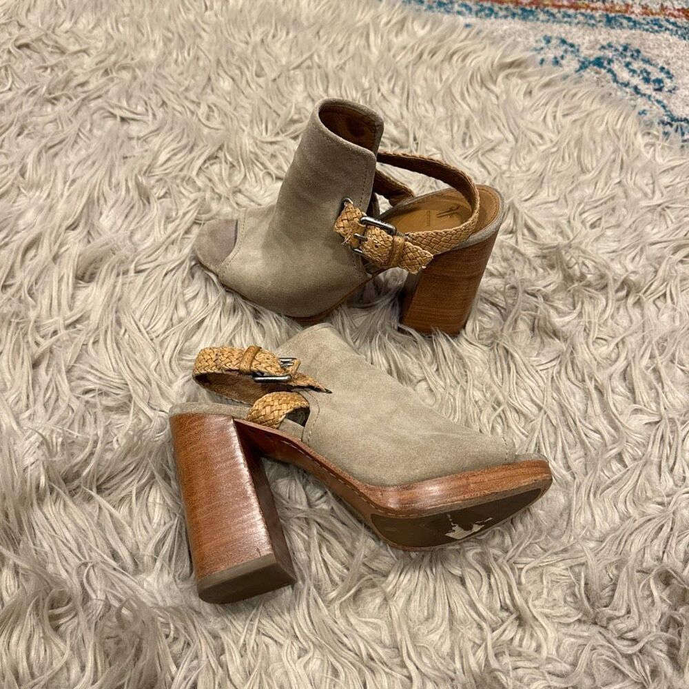 Frye leather slingback block heels size 7.5